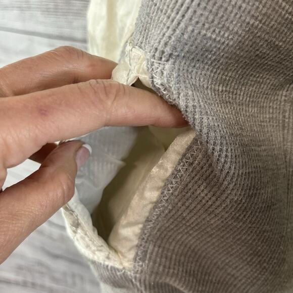 East West Vintage Puffy Ski Jacket Windbreaker Coat w/ Hood sz Large Gray Beige - Picture 12 of 14